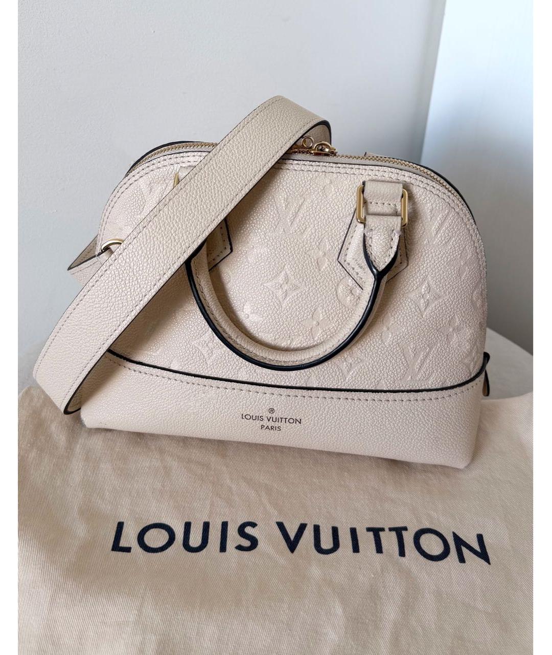LOUIS VUITTON Бежевая кожаная сумка с короткими ручками, фото 3