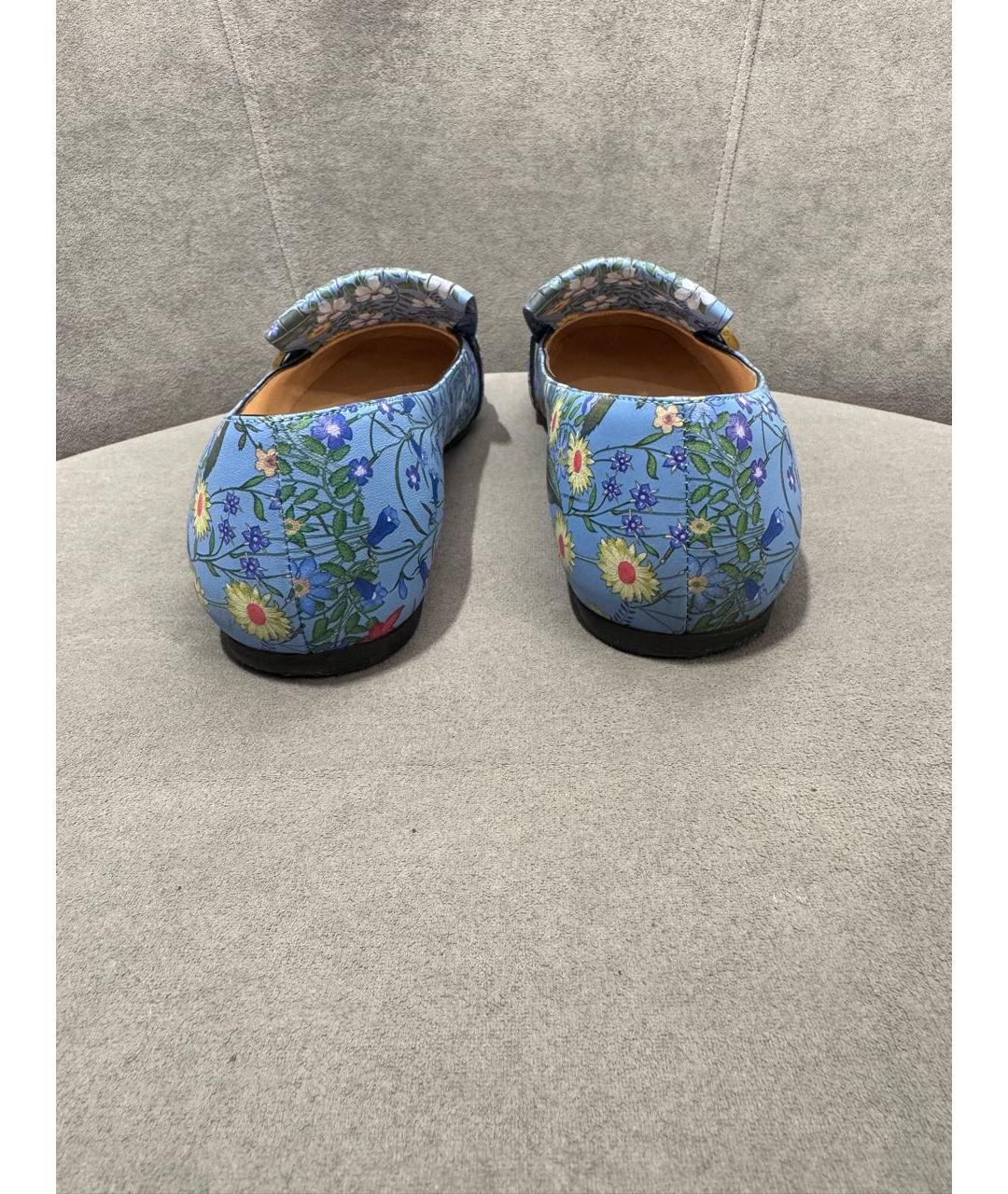 GUCCI Голубые кожаные лоферы, фото 4