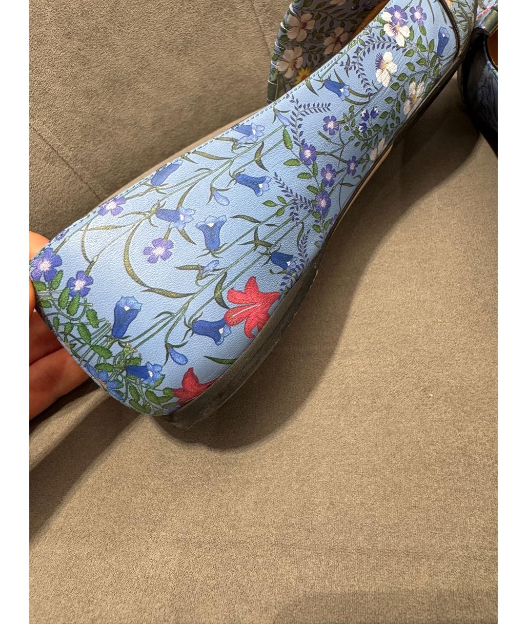 GUCCI Голубые кожаные лоферы, фото 5