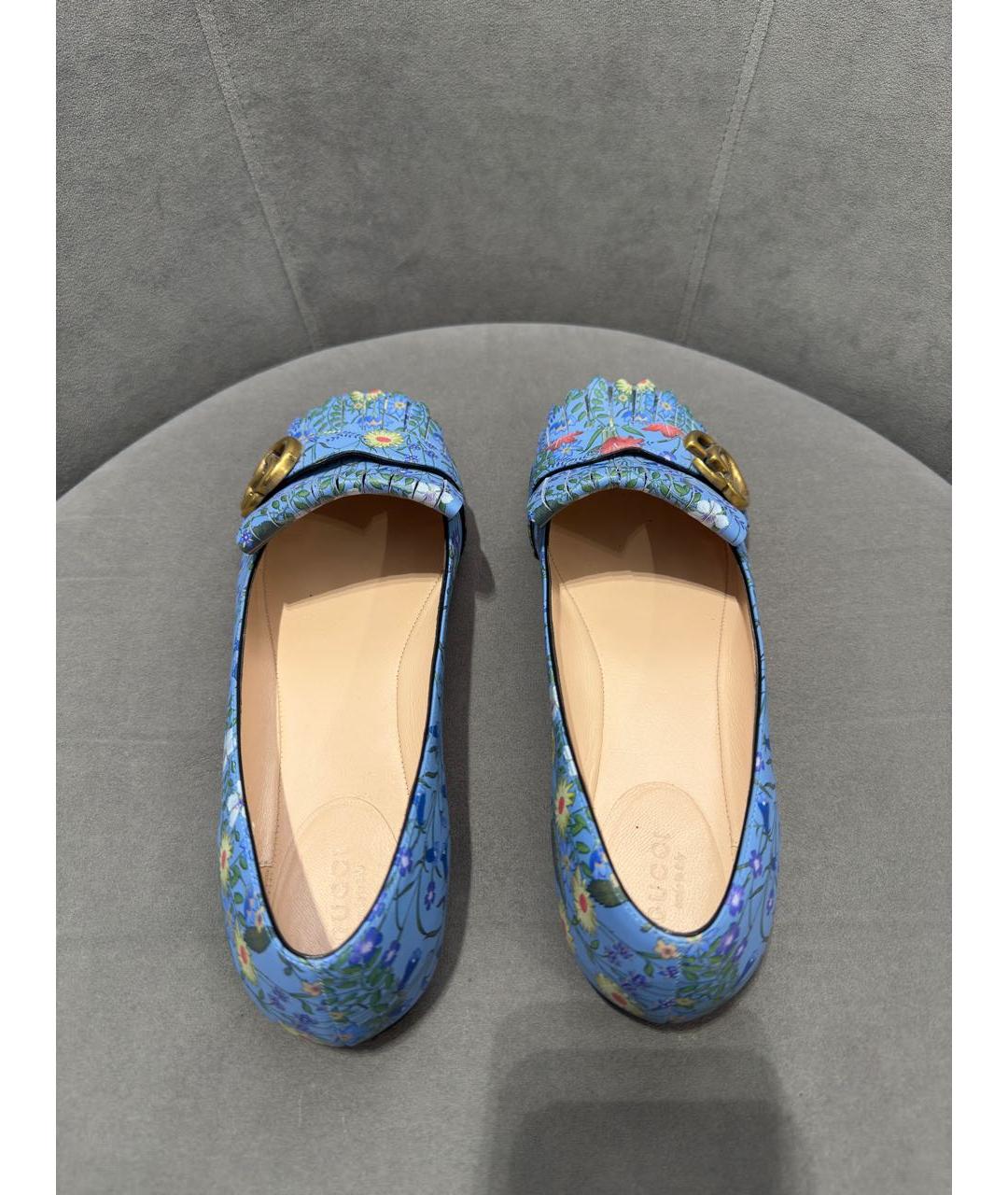 GUCCI Голубые кожаные лоферы, фото 3