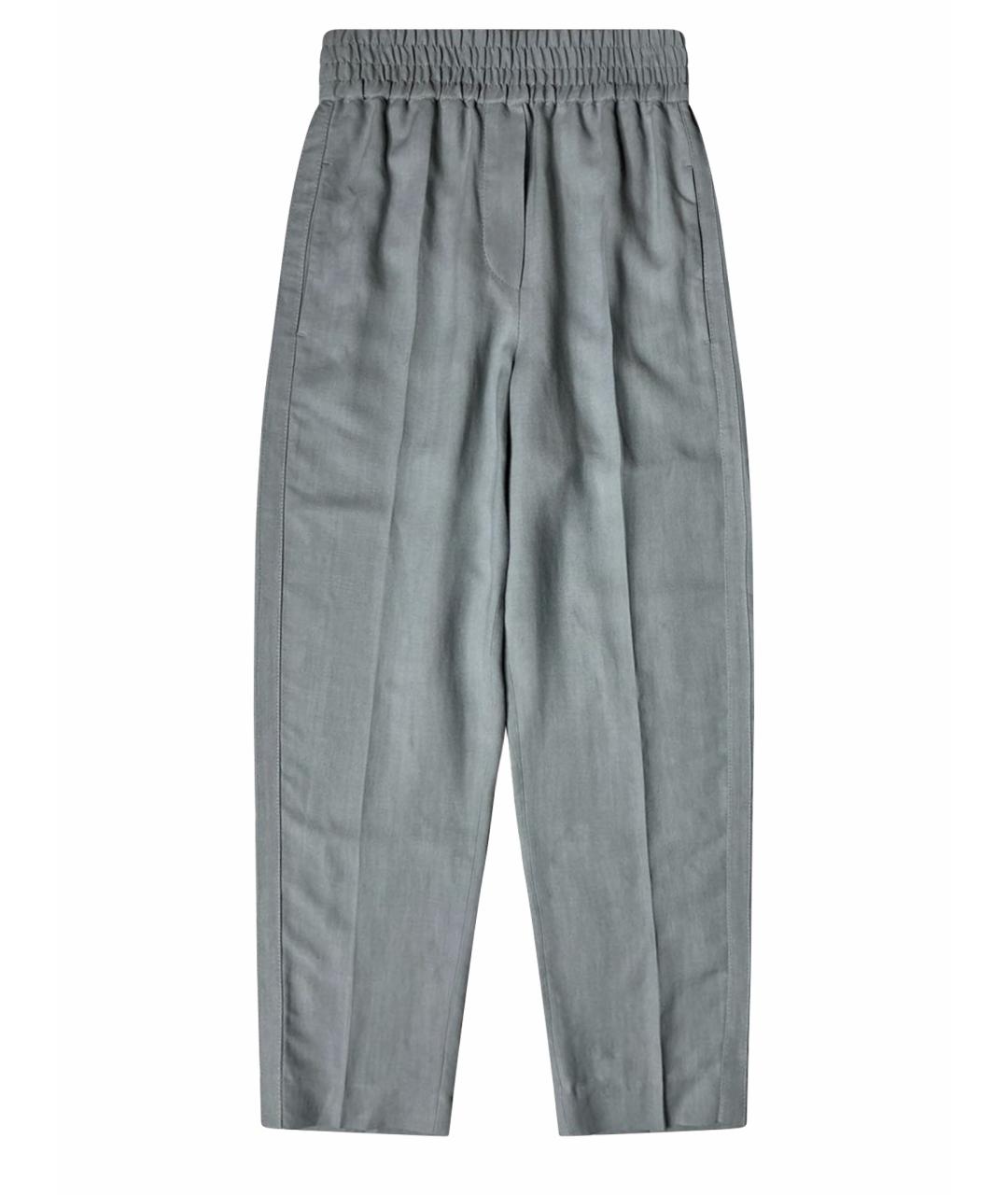 BRUNELLO CUCINELLI Голубые льняные брюки широкие, фото 1