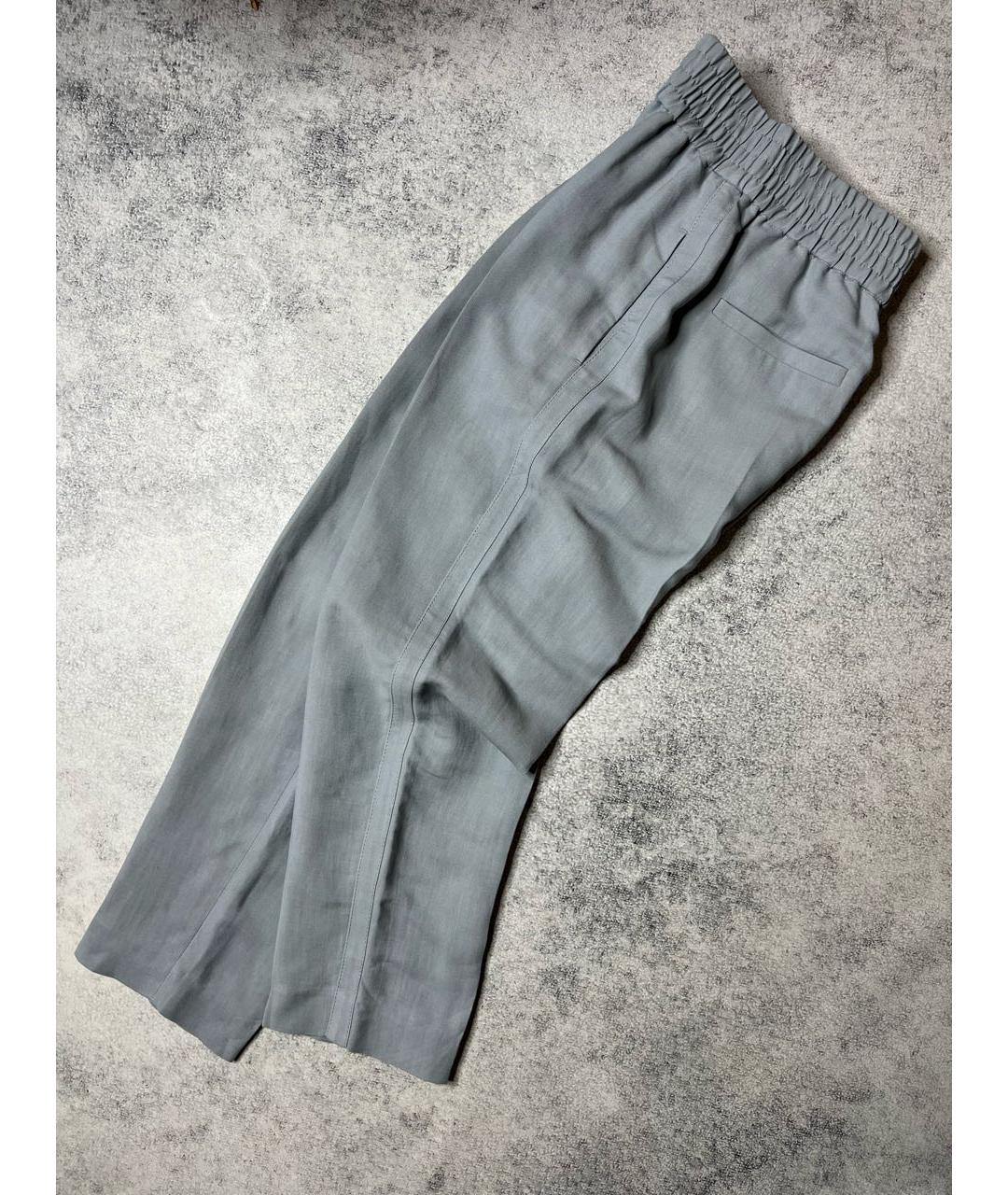 BRUNELLO CUCINELLI Голубые льняные брюки широкие, фото 2