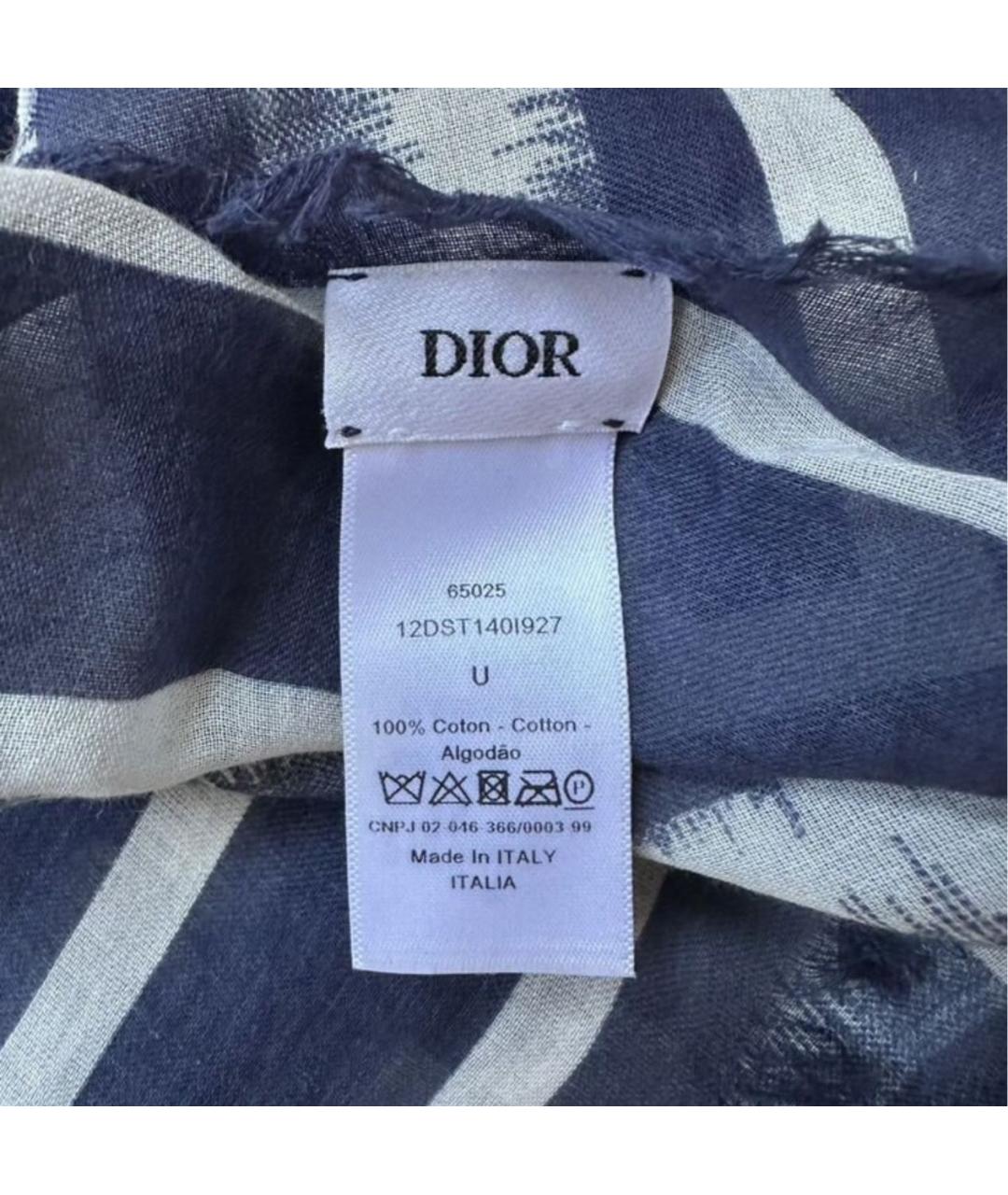CHRISTIAN DIOR Темно-синий хлопковый платок, фото 4