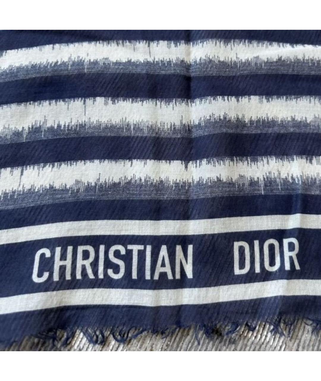 CHRISTIAN DIOR Темно-синий хлопковый платок, фото 3
