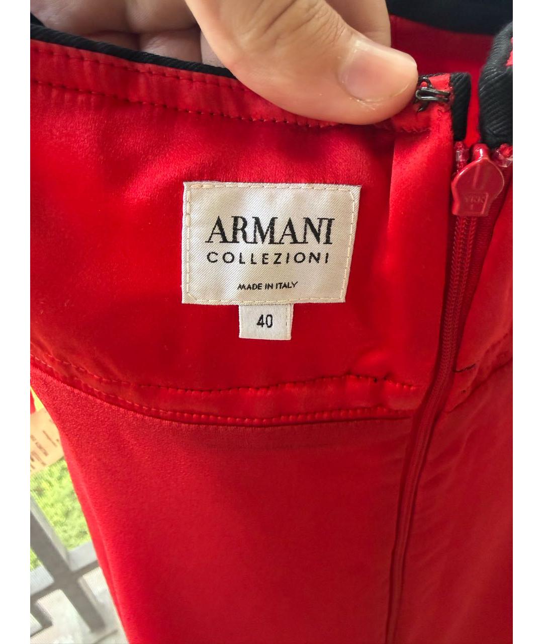 ARMANI COLLEZIONI Красное шелковое коктейльное платье, фото 4