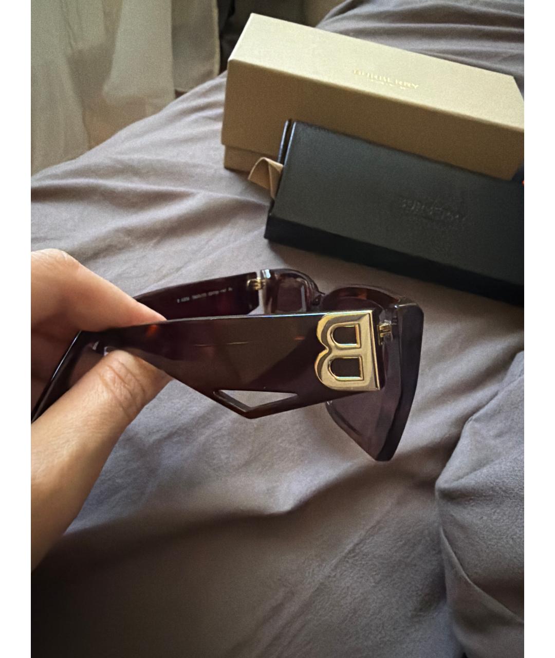 BURBERRY Коричневые пластиковые солнцезащитные очки, фото 3