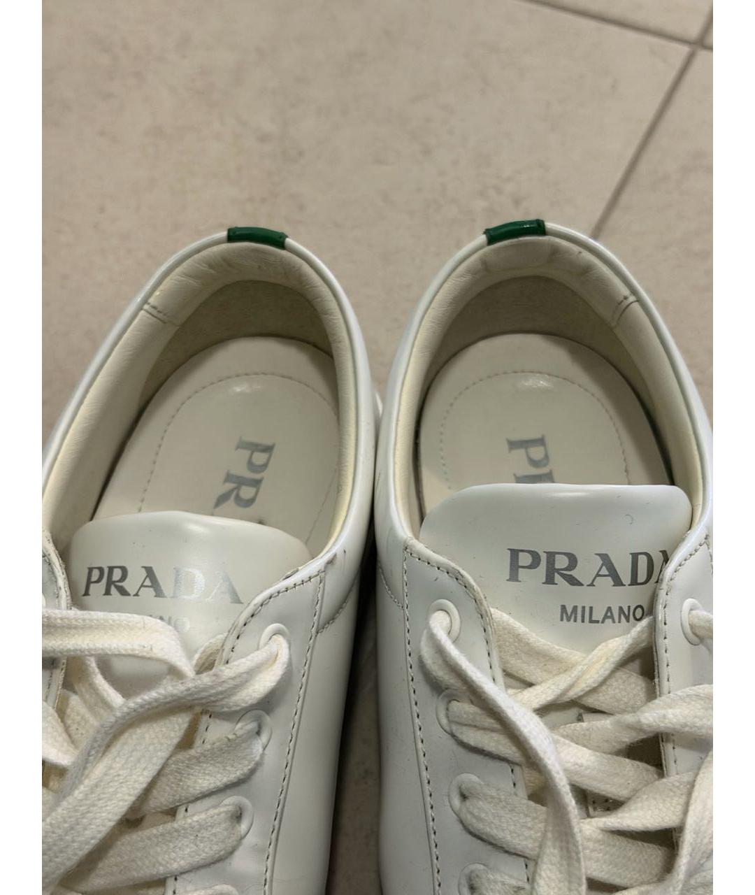 PRADA Белые кожаные кеды, фото 5
