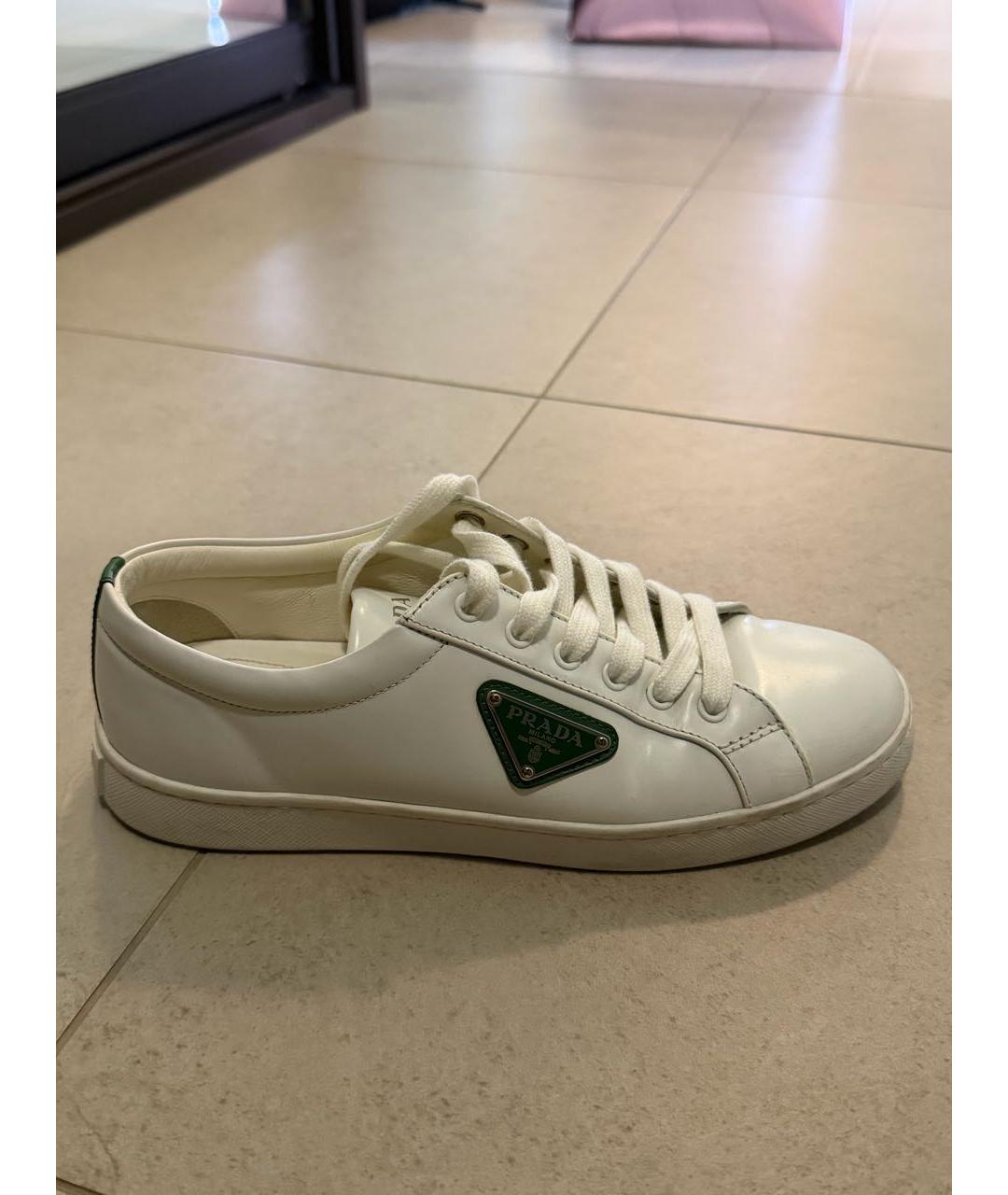 PRADA Белые кожаные кеды, фото 8