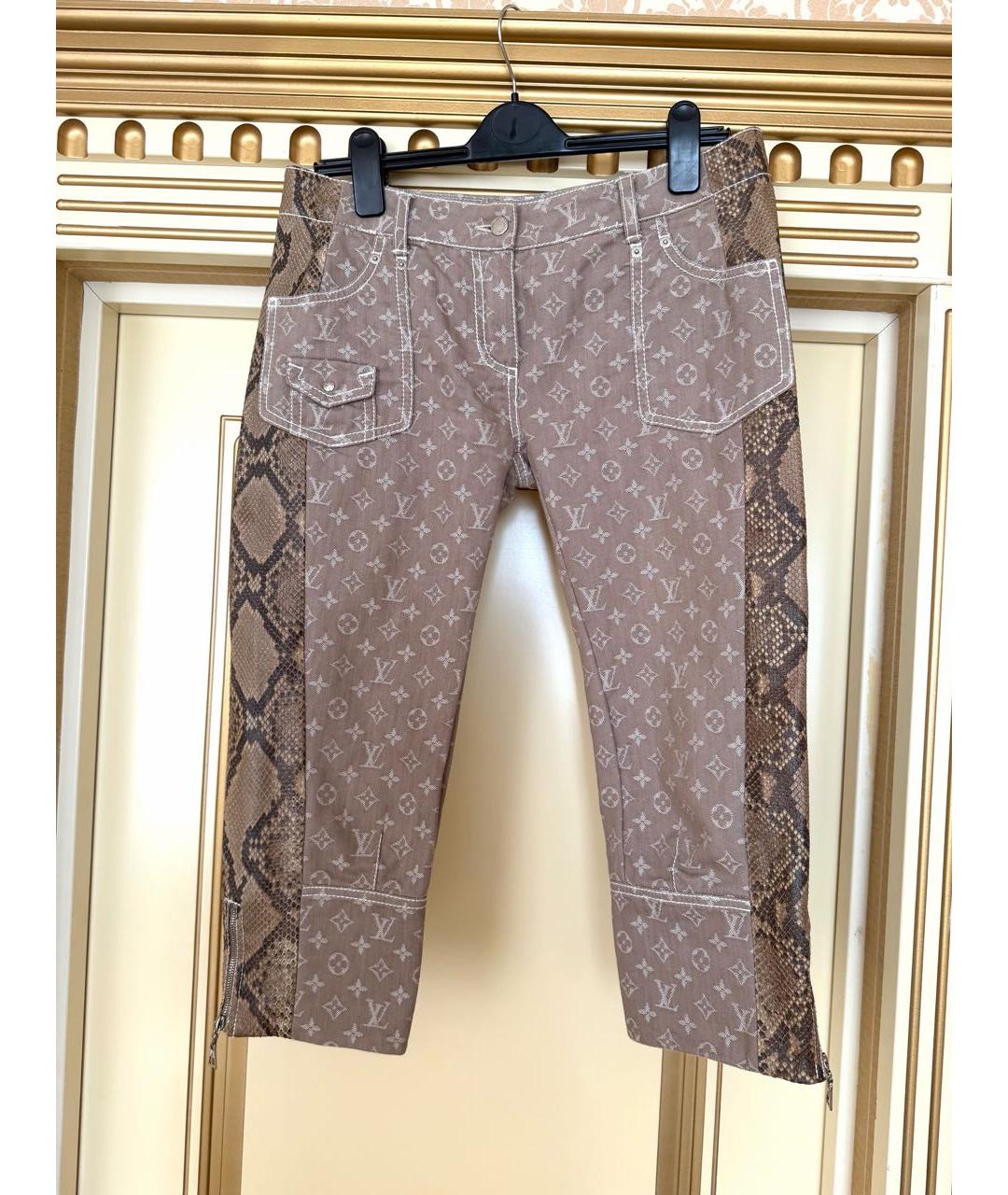 LOUIS VUITTON Бежевые хлопковые капри, фото 4