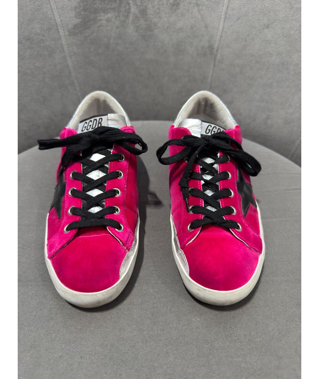 GOLDEN GOOSE Розовые бархатные кеды, фото 2