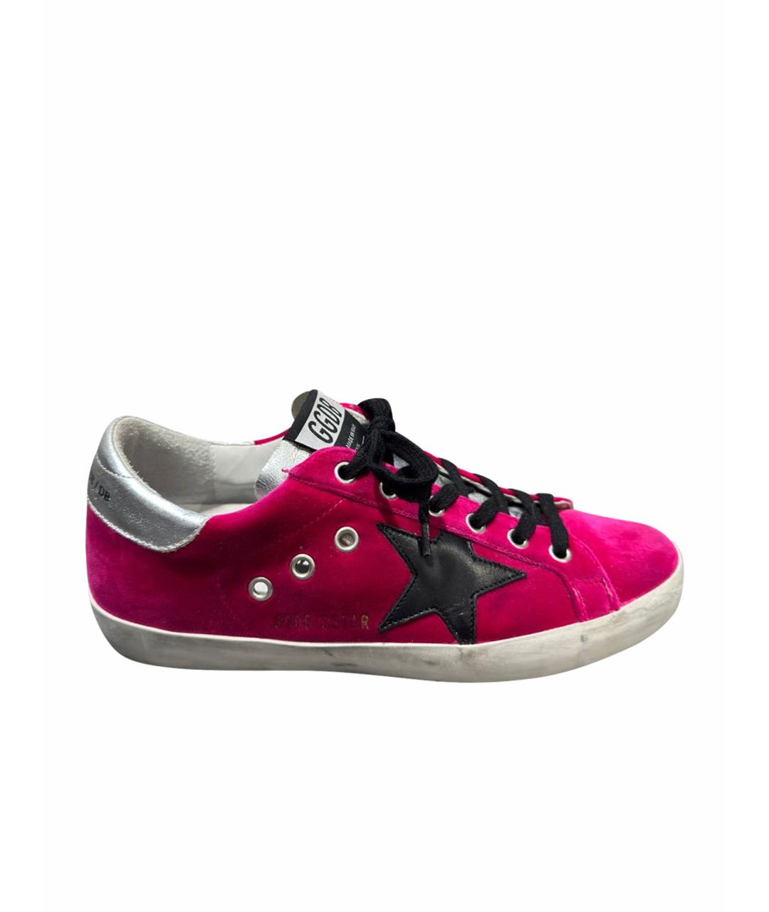 GOLDEN GOOSE Розовые бархатные кеды, фото 1