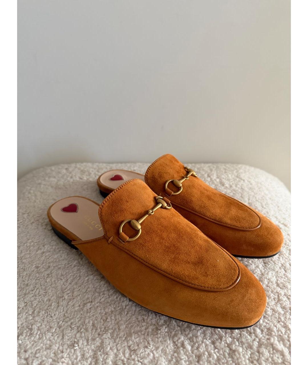 GUCCI Оранжевые замшевые мюли, фото 5