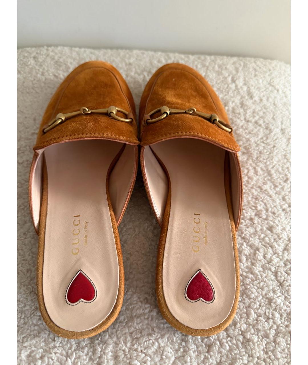 GUCCI Оранжевые замшевые мюли, фото 3