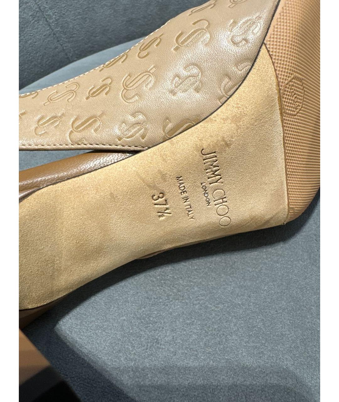 JIMMY CHOO Бежевые кожаные туфли, фото 5