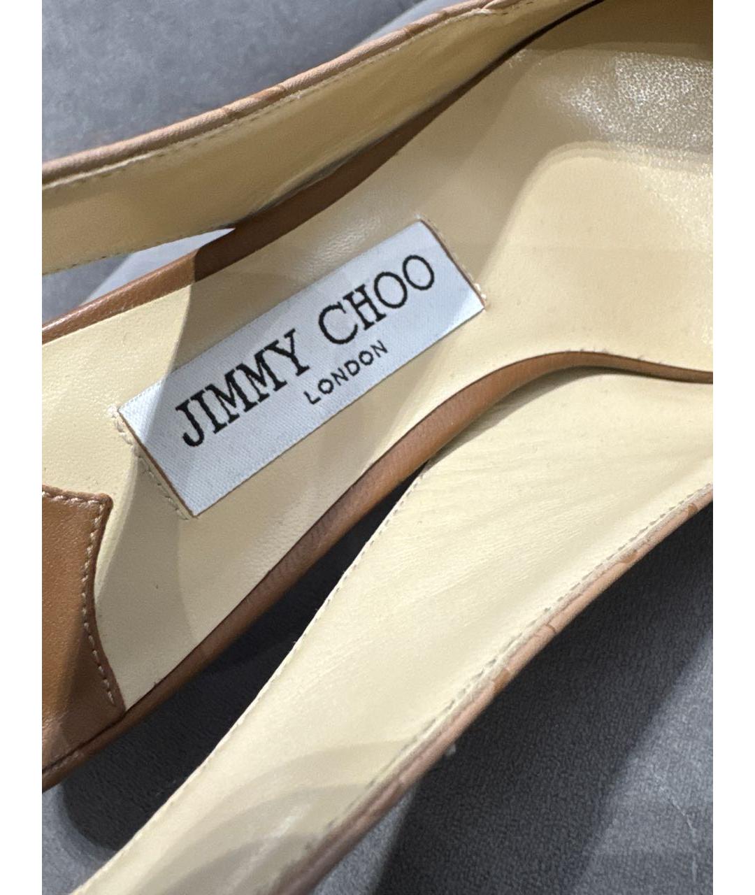 JIMMY CHOO Бежевые кожаные туфли, фото 6