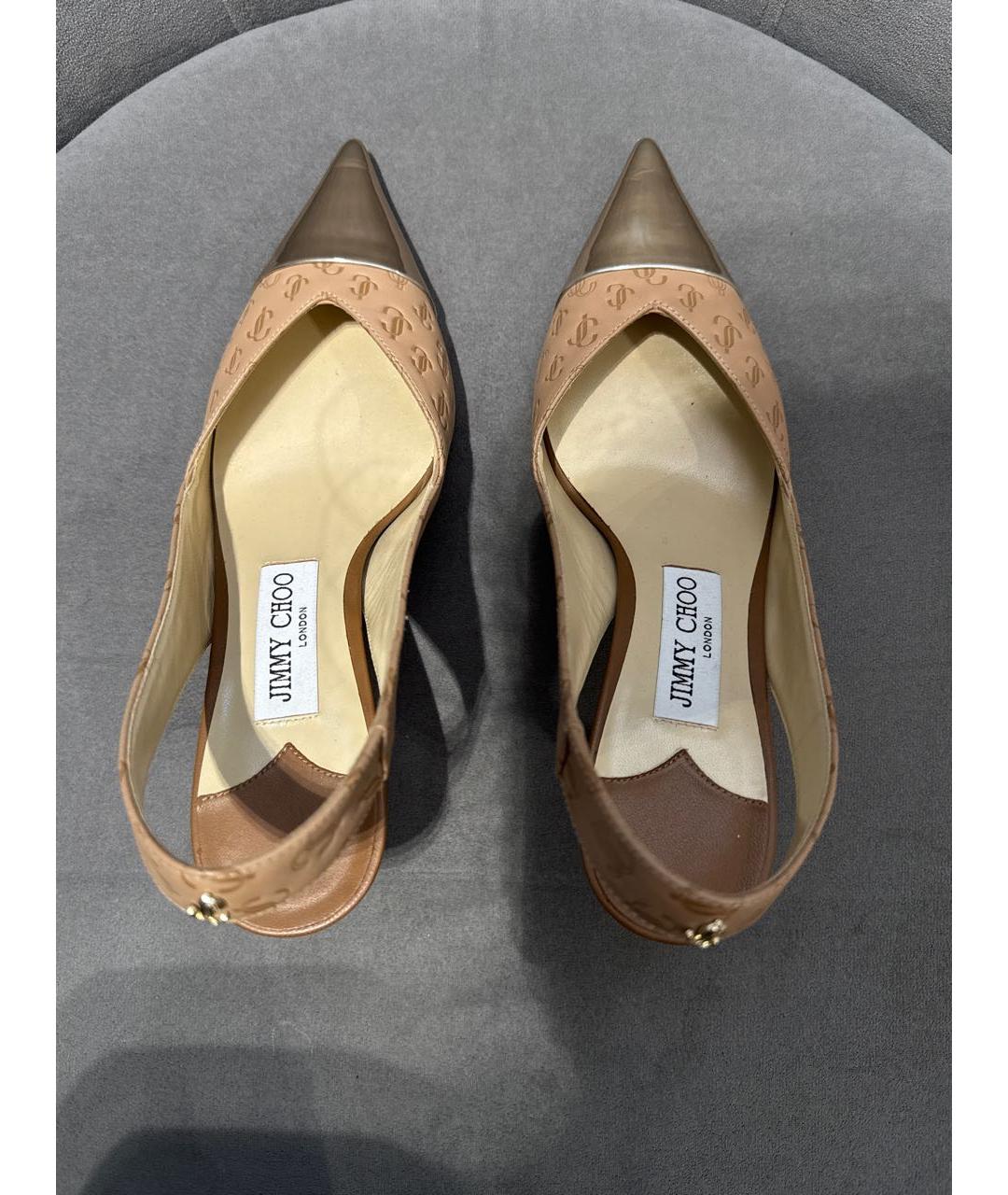 JIMMY CHOO Бежевые кожаные туфли, фото 3