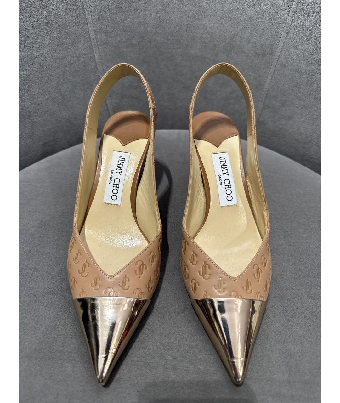 JIMMY CHOO Бежевые кожаные туфли, фото 2