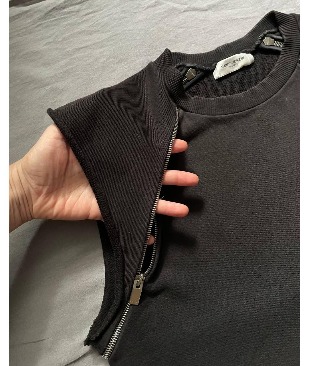 SAINT LAURENT Черная хлопковая майка, фото 4