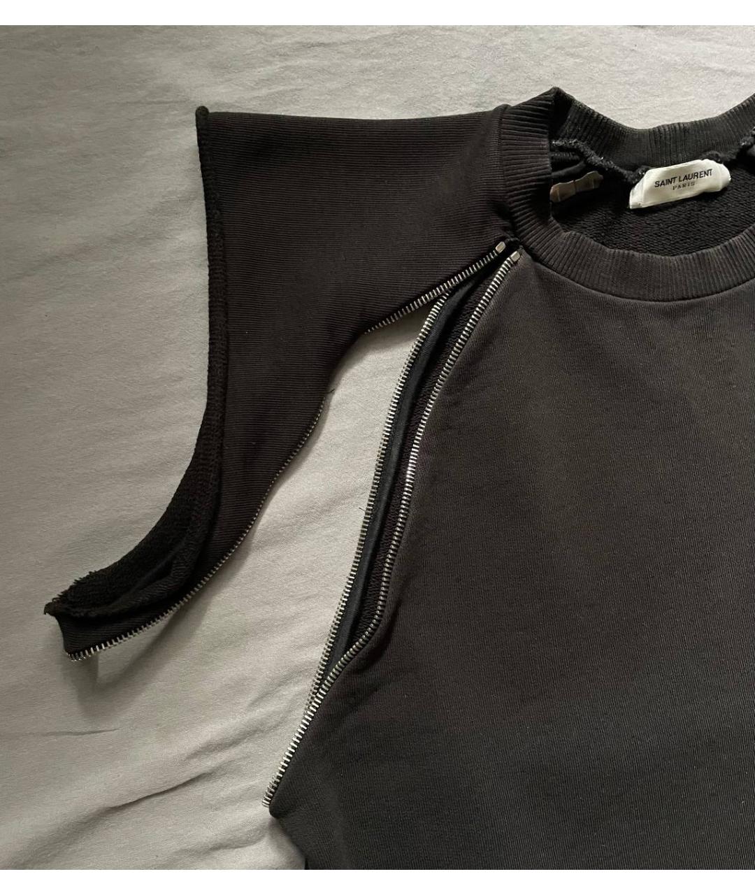 SAINT LAURENT Черная хлопковая майка, фото 3