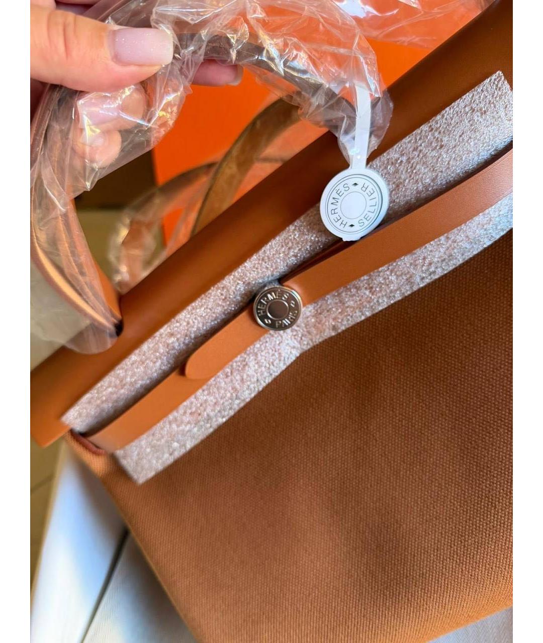 HERMES Коричневая тканевая сумка через плечо, фото 3