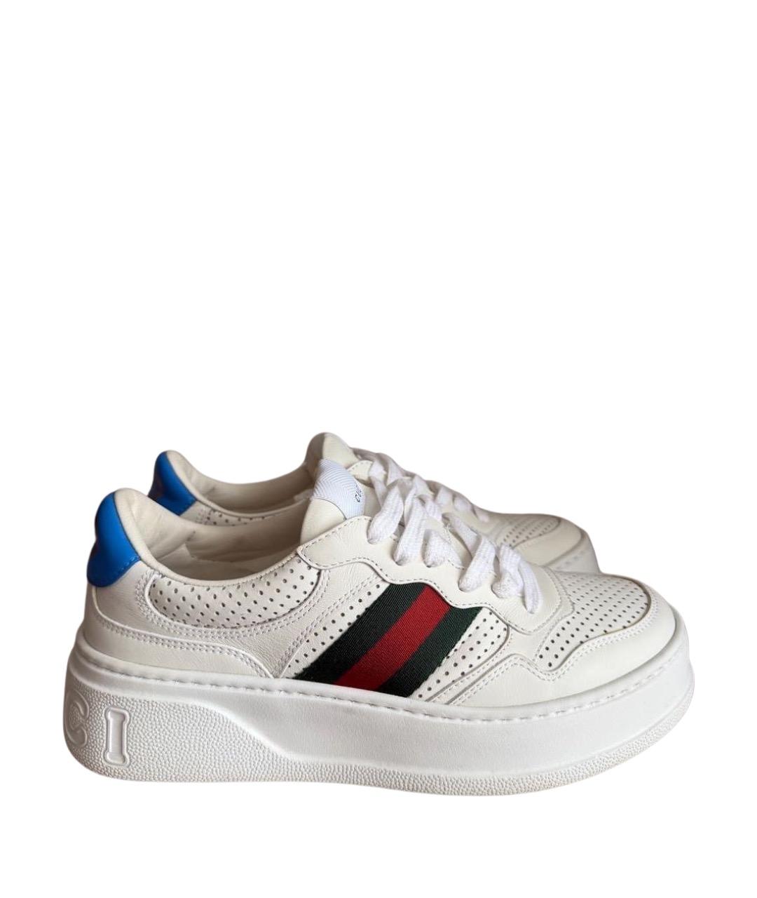 GUCCI Белые кожаные кроссовки, фото 1