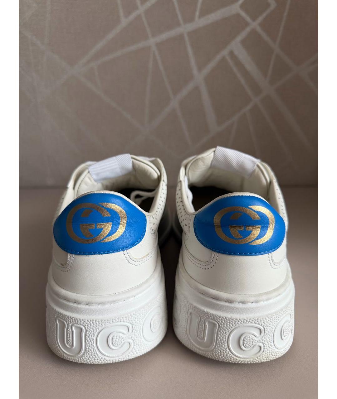 GUCCI Белые кожаные кроссовки, фото 4