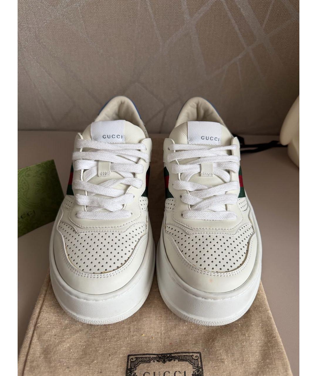 GUCCI Белые кожаные кроссовки, фото 2