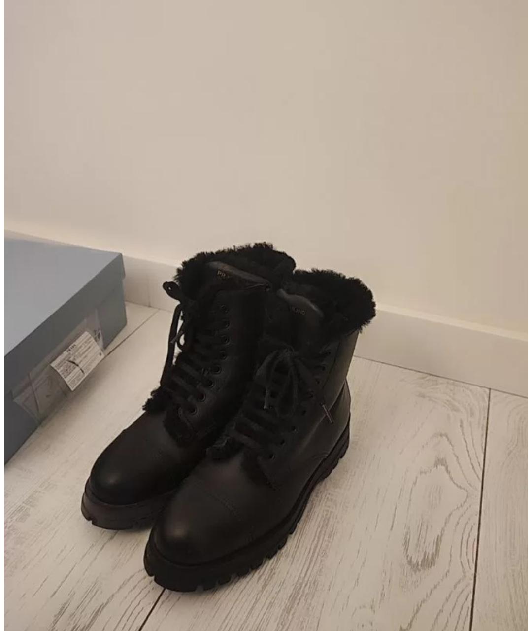PRADA Черные кожаные ботинки, фото 4