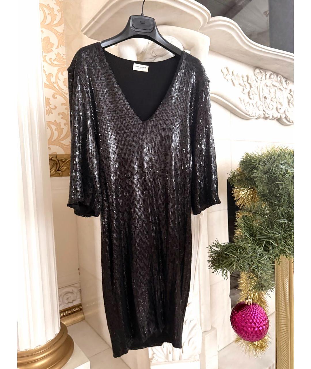 SAINT LAURENT Черное полиамидовое вечернее платье, фото 4