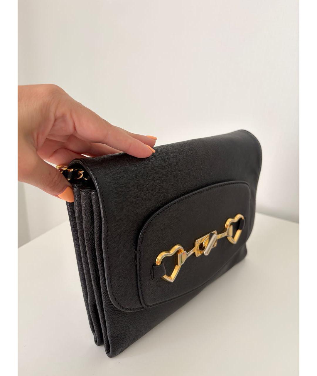 MOSCHINO Черная кожаная сумка через плечо, фото 2