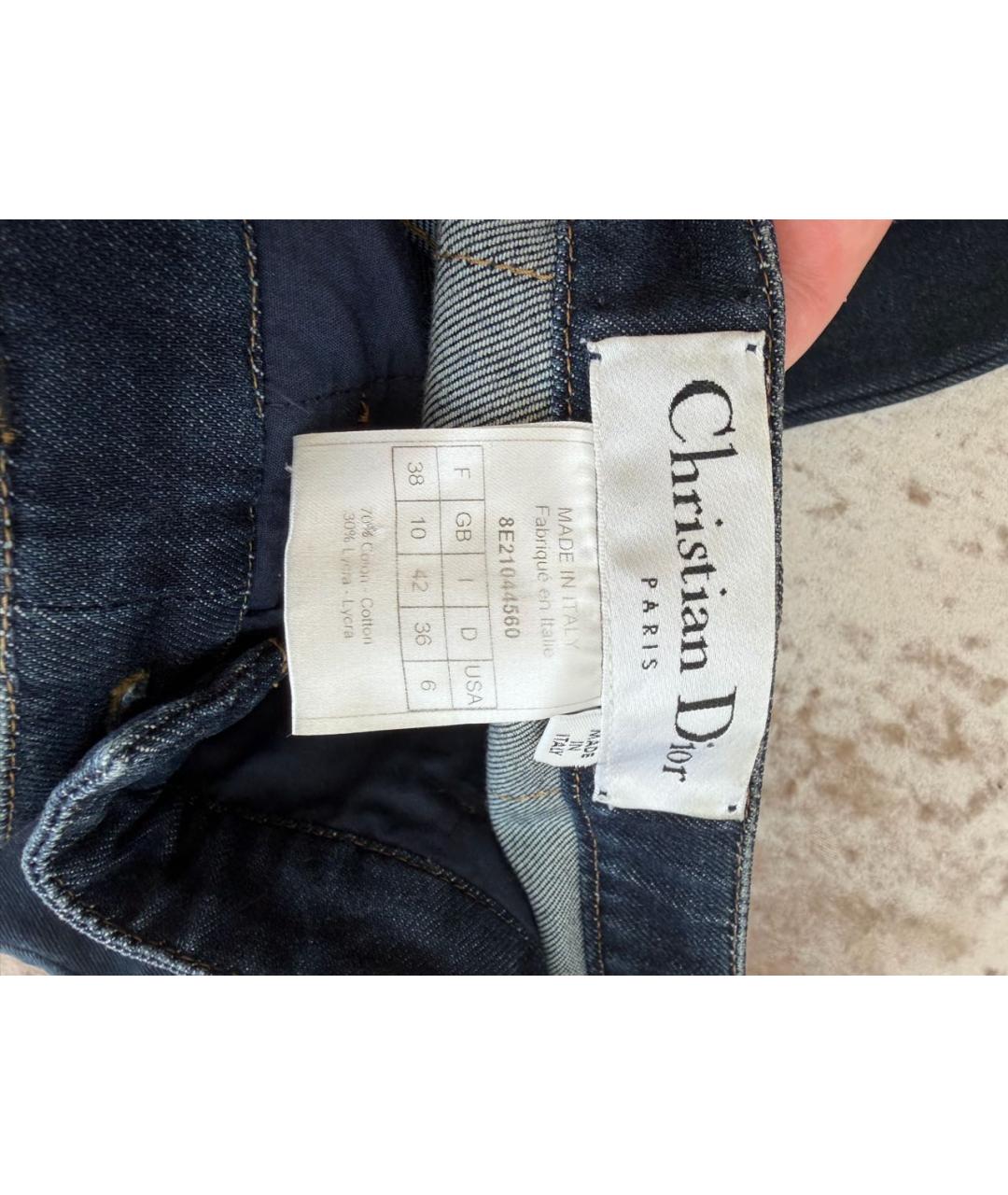 CHRISTIAN DIOR Темно-синие хлопковые прямые джинсы, фото 3