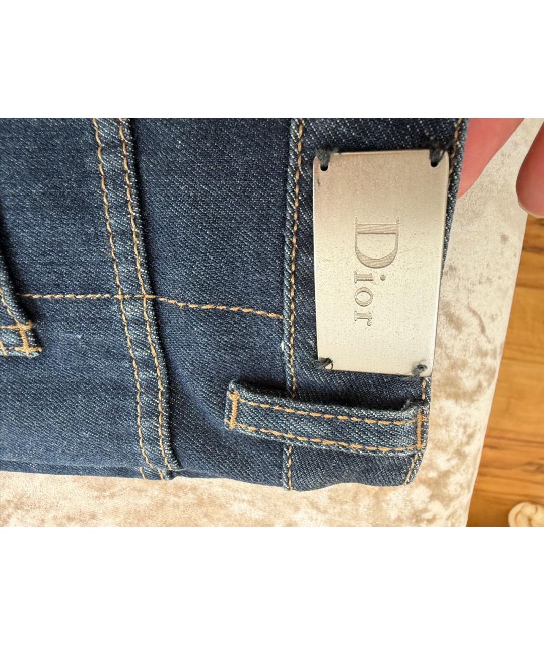 CHRISTIAN DIOR Темно-синие хлопковые прямые джинсы, фото 4