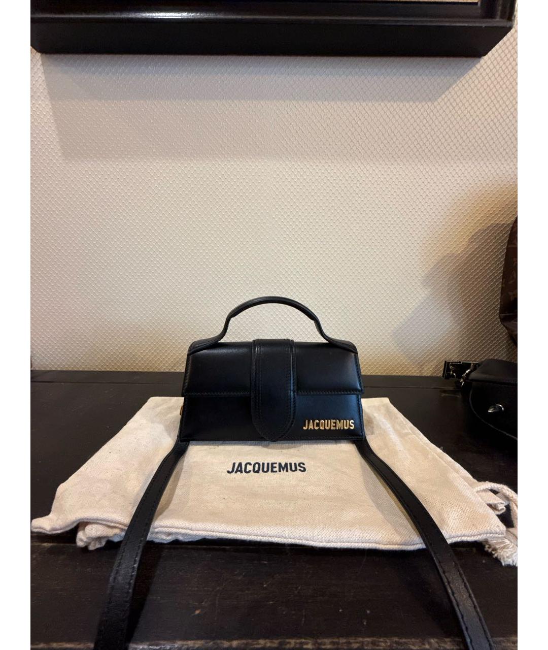 JACQUEMUS Черная кожаная сумка с короткими ручками, фото 5