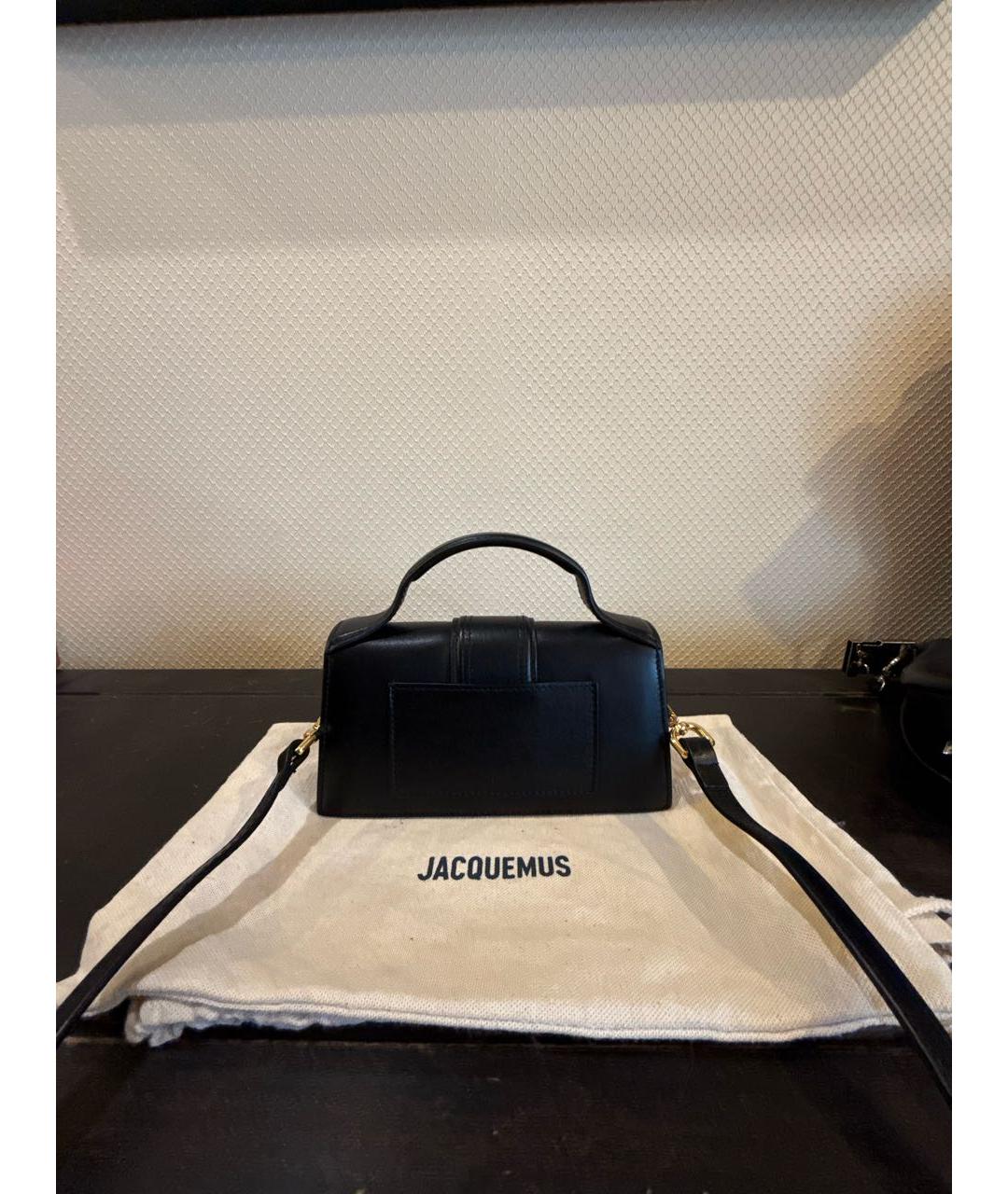 JACQUEMUS Черная кожаная сумка с короткими ручками, фото 3