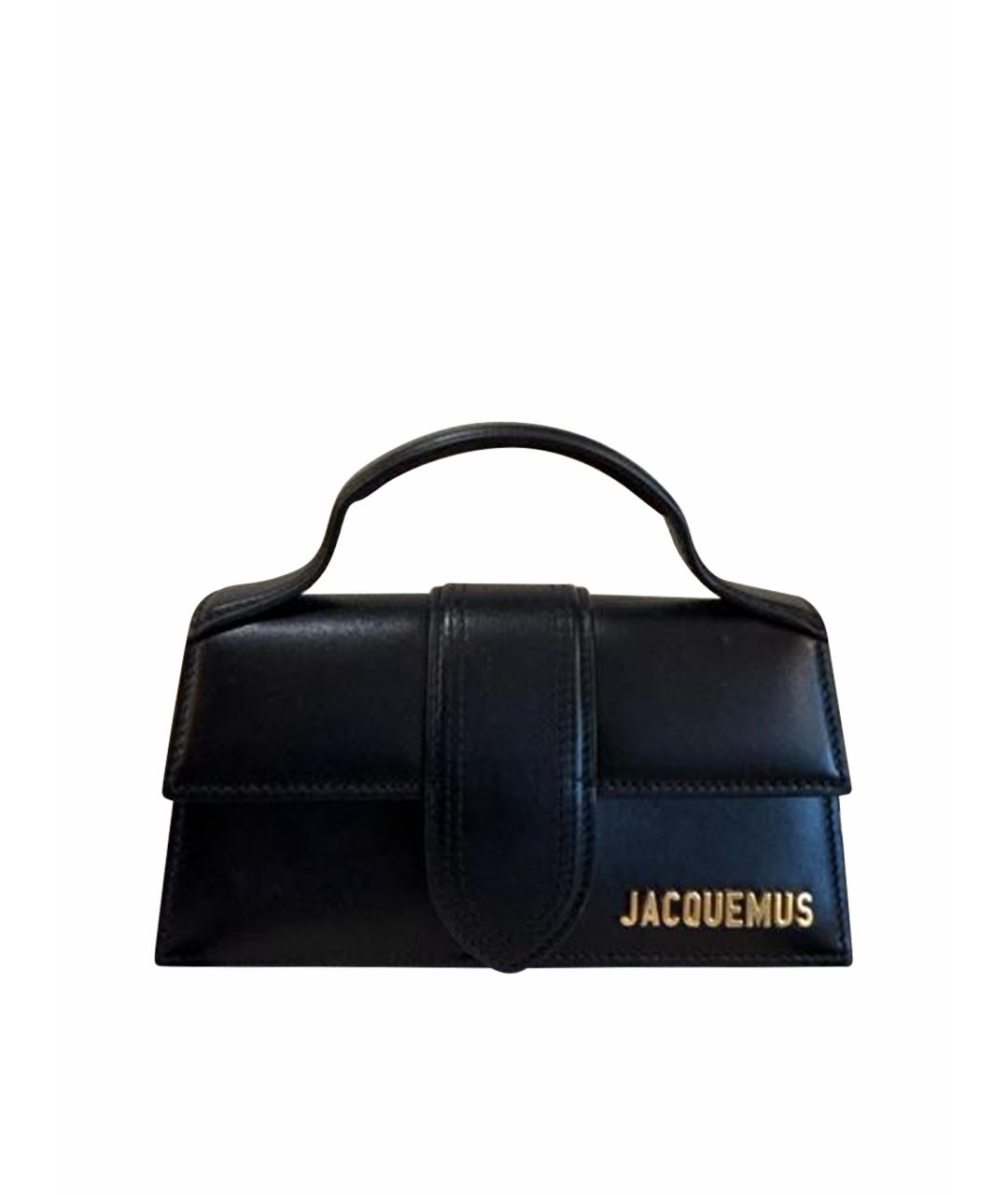 JACQUEMUS Черная кожаная сумка с короткими ручками, фото 1