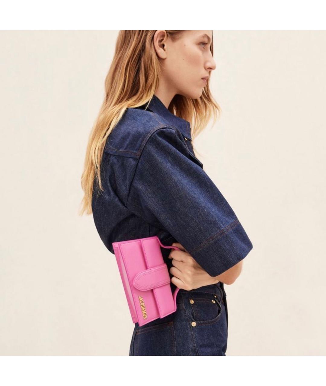 JACQUEMUS Розовая кожаная сумка с короткими ручками, фото 7