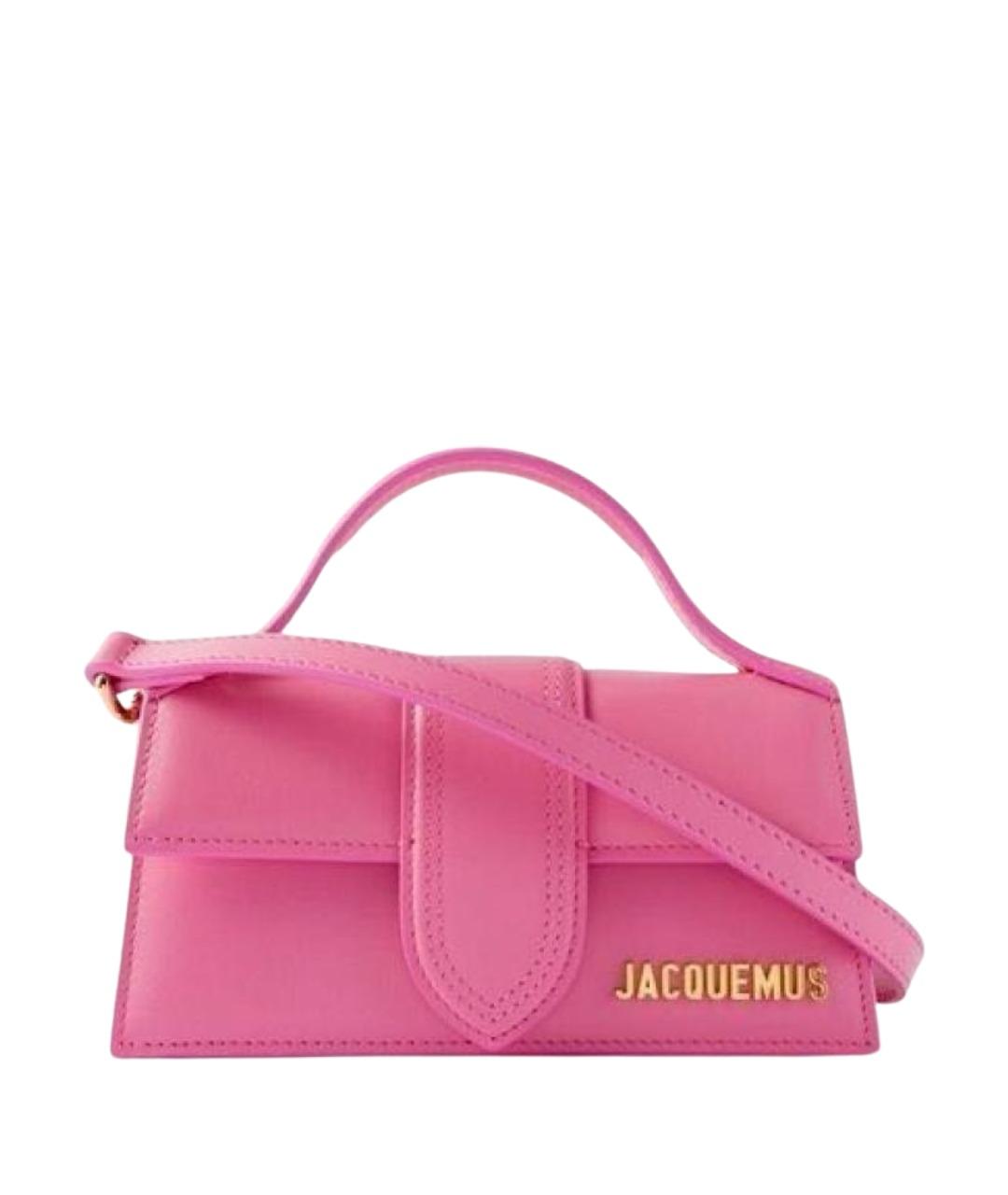 JACQUEMUS Розовая кожаная сумка с короткими ручками, фото 1