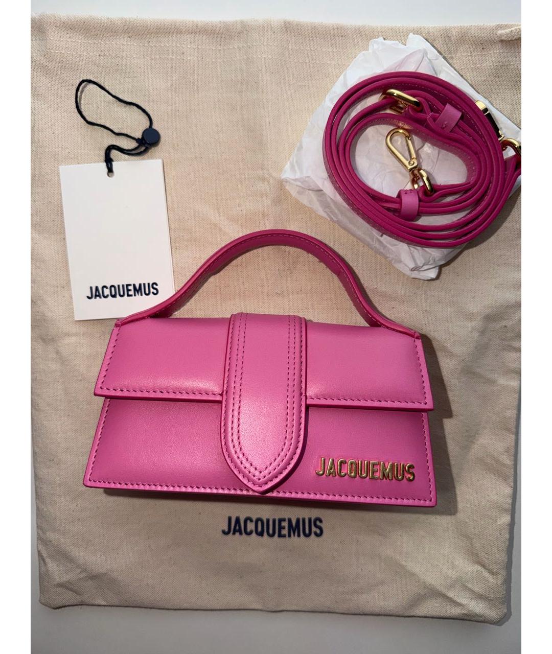 JACQUEMUS Розовая кожаная сумка с короткими ручками, фото 4