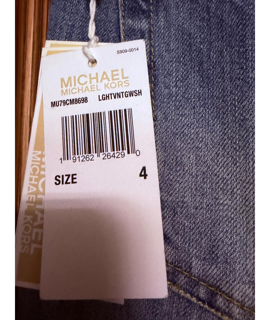 MICHAEL MICHAEL KORS Голубые хлопковые прямые джинсы, фото 3