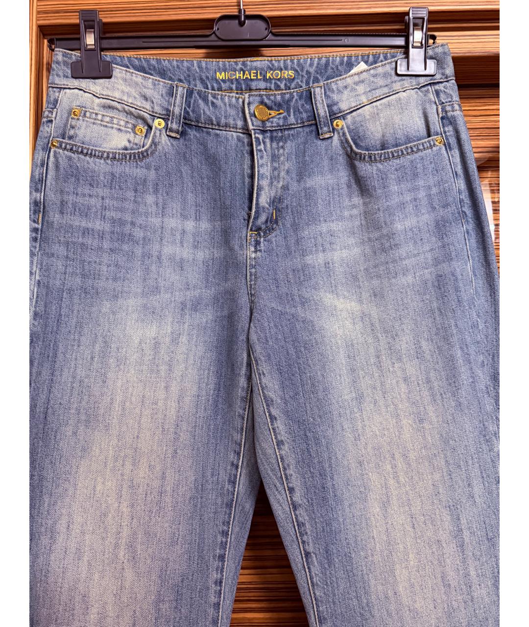 MICHAEL MICHAEL KORS Голубые хлопковые прямые джинсы, фото 4