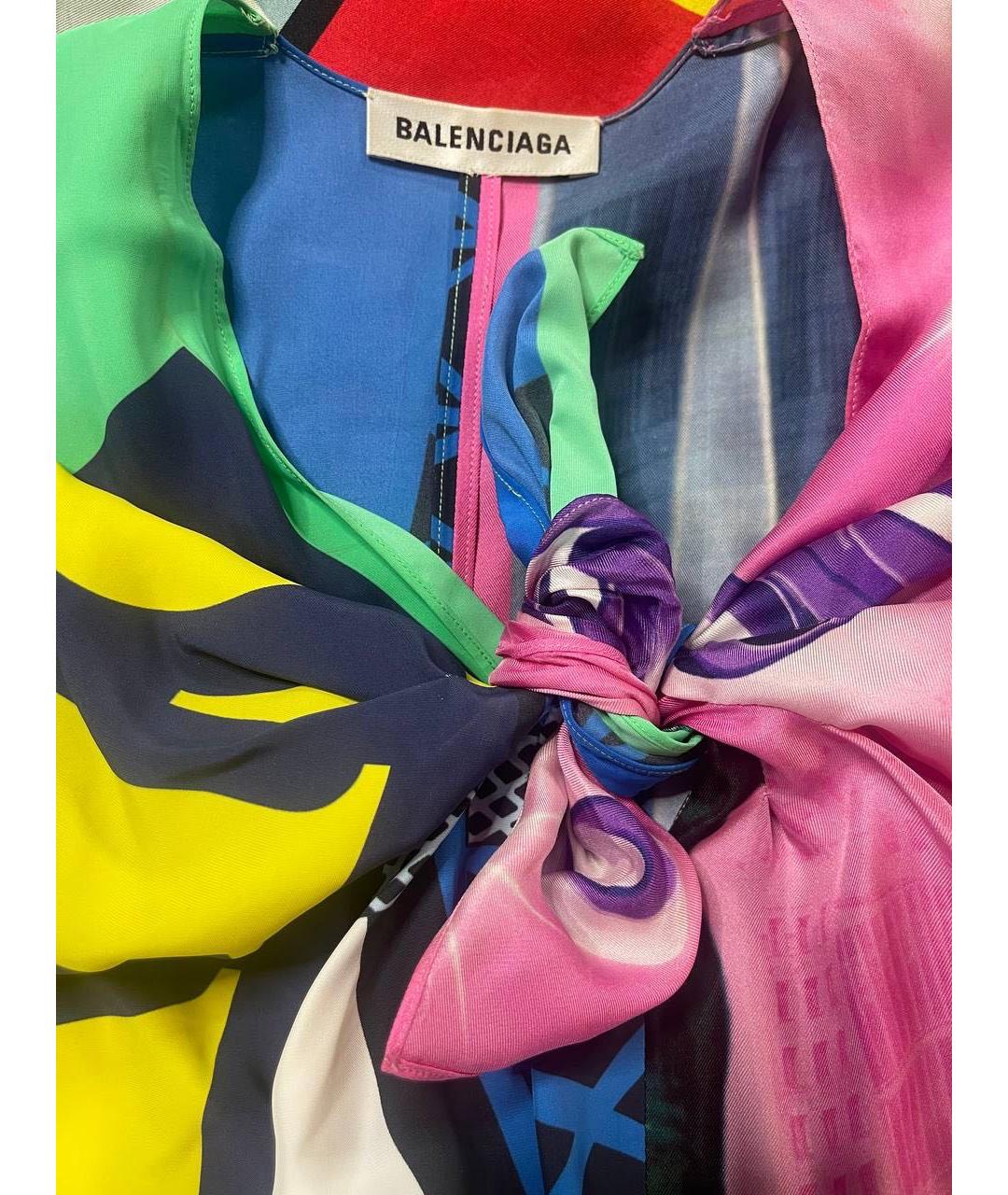 BALENCIAGA Мульти шелковое повседневное платье, фото 2