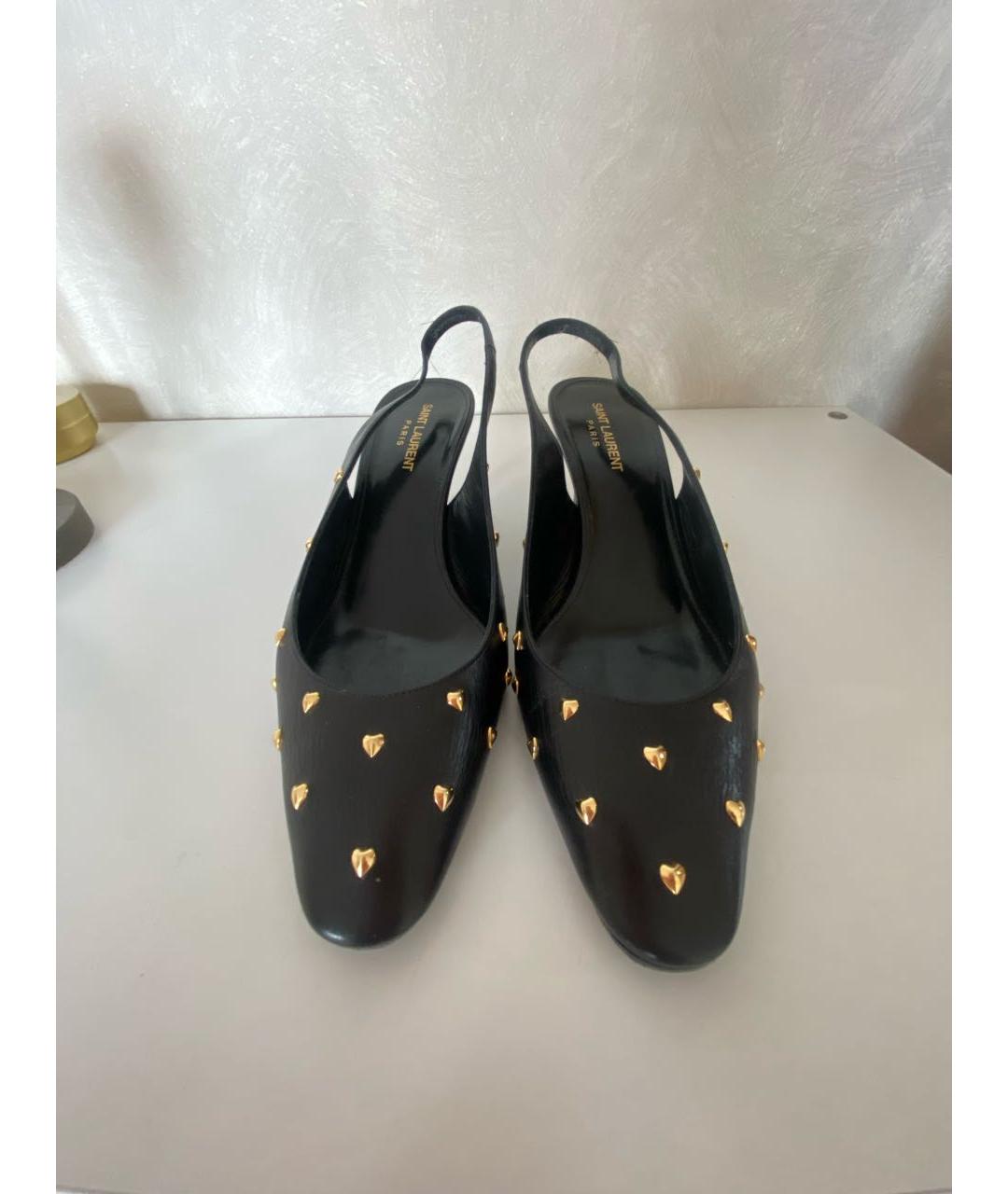SAINT LAURENT Черные кожаные туфли, фото 2