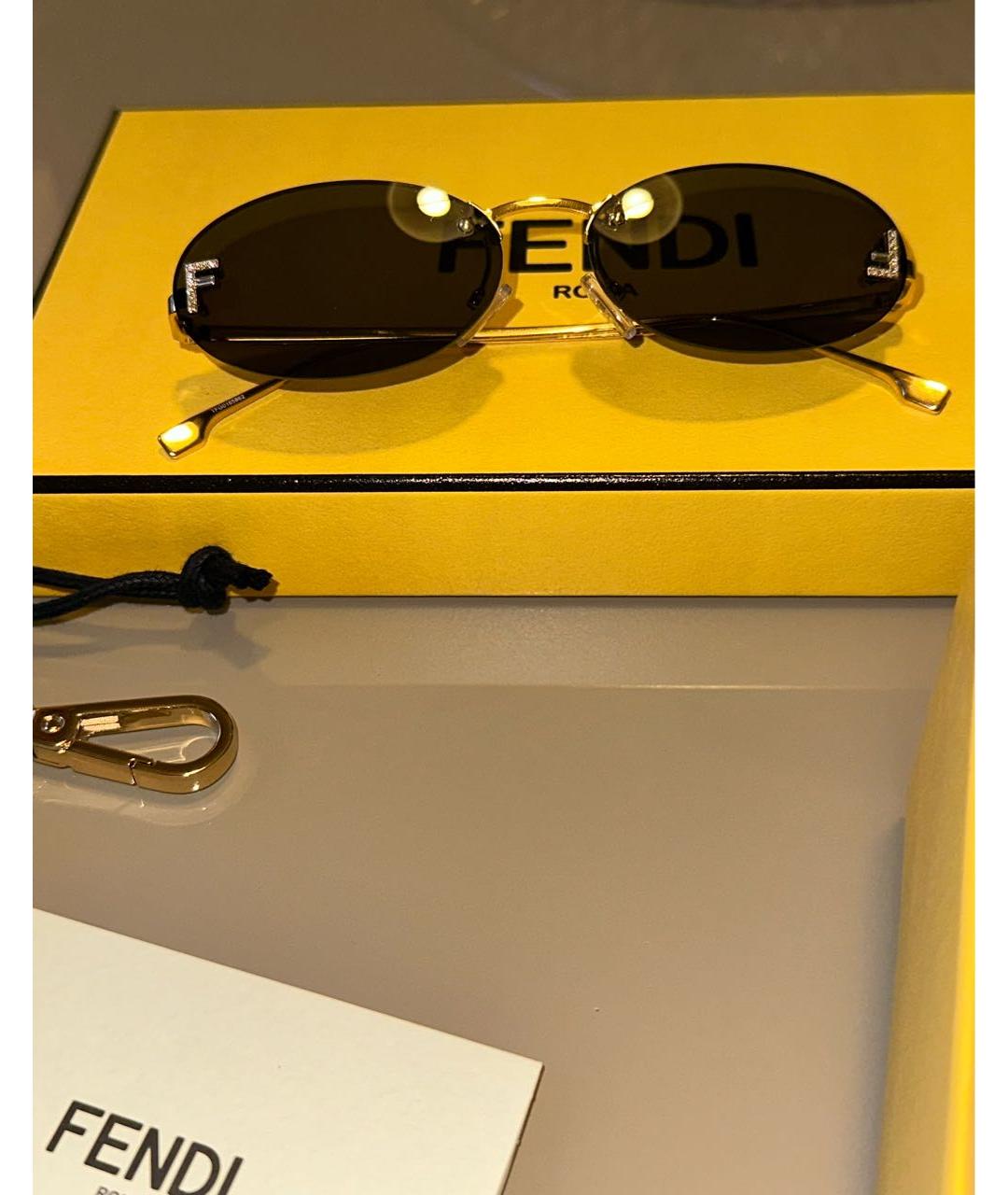 FENDI Черные металлические солнцезащитные очки, фото 9