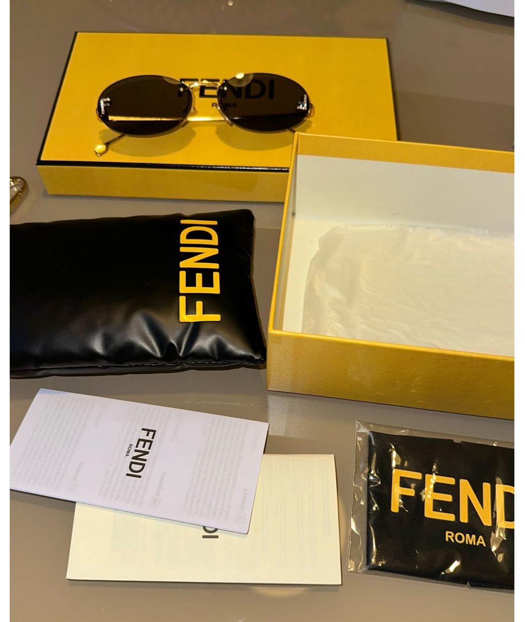 FENDI Черные металлические солнцезащитные очки, фото 6