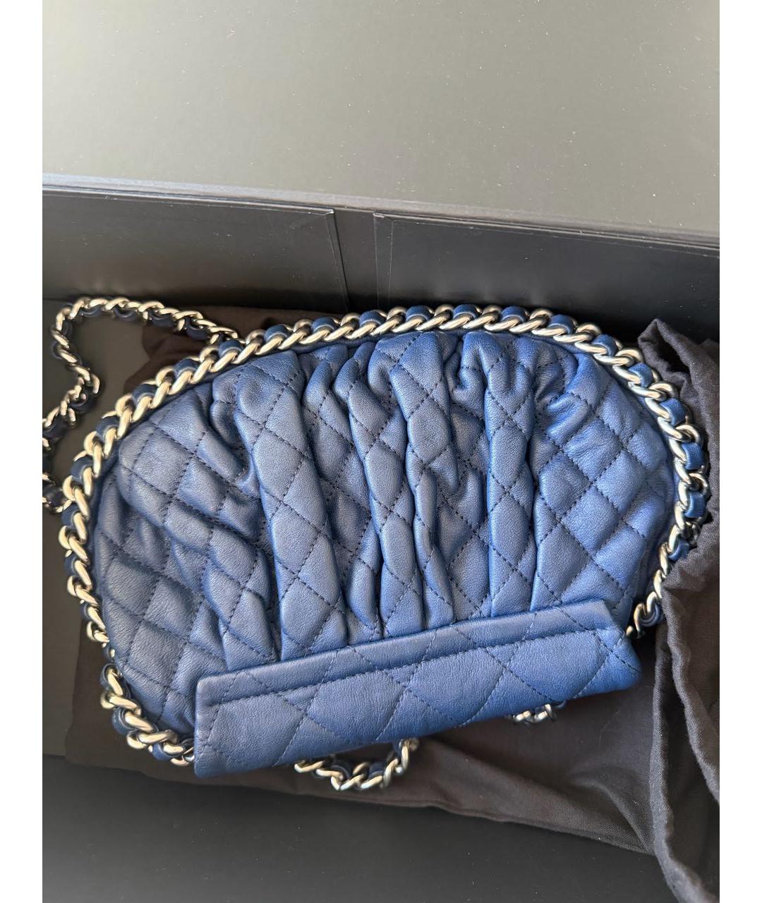 CHANEL Темно-синяя кожаная сумка через плечо, фото 2