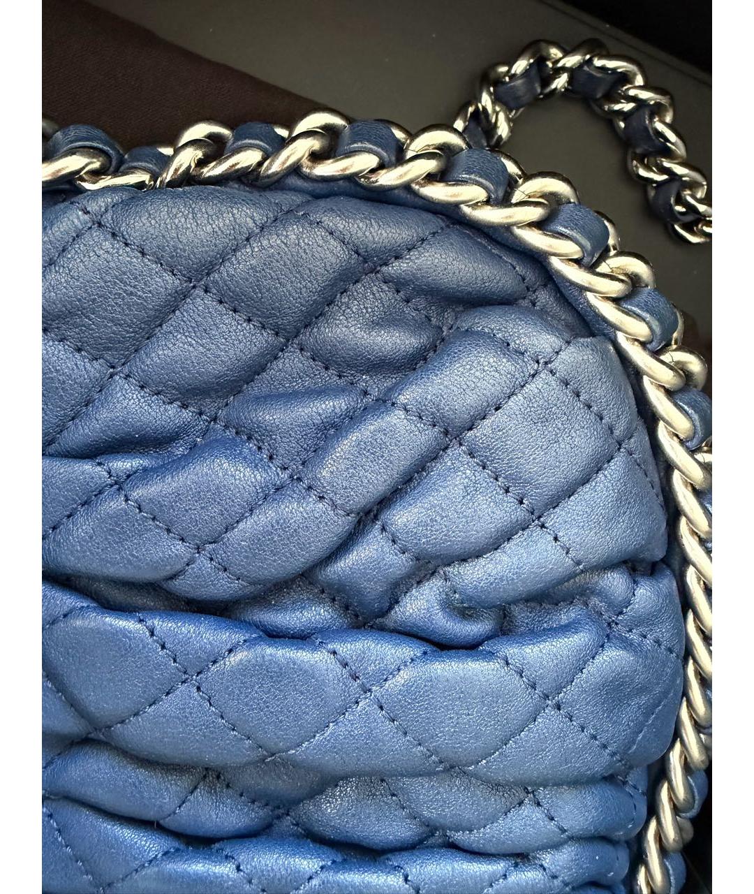 CHANEL Темно-синяя кожаная сумка через плечо, фото 4