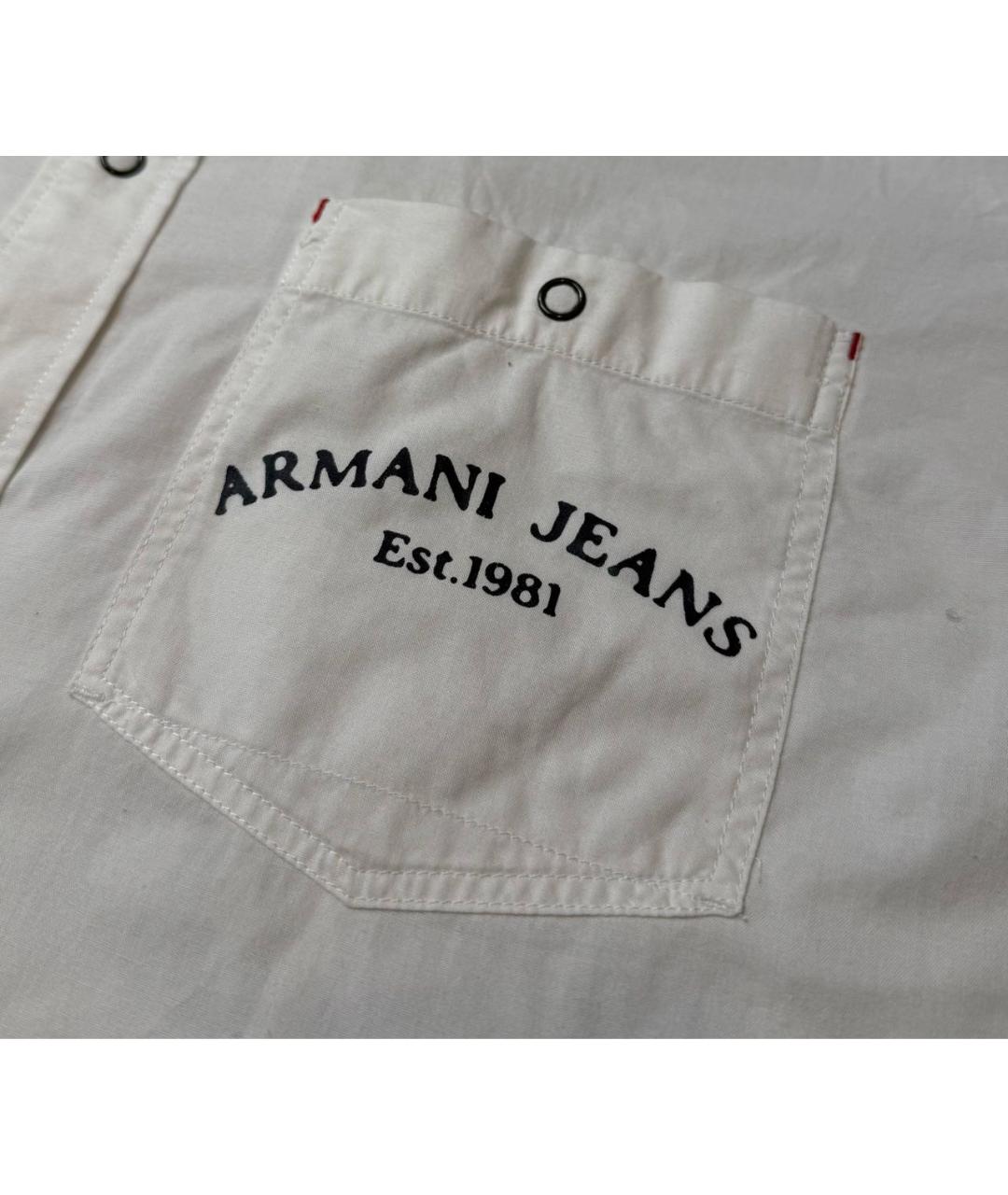 ARMANI JEANS Белая хлопковая кэжуал рубашка, фото 4