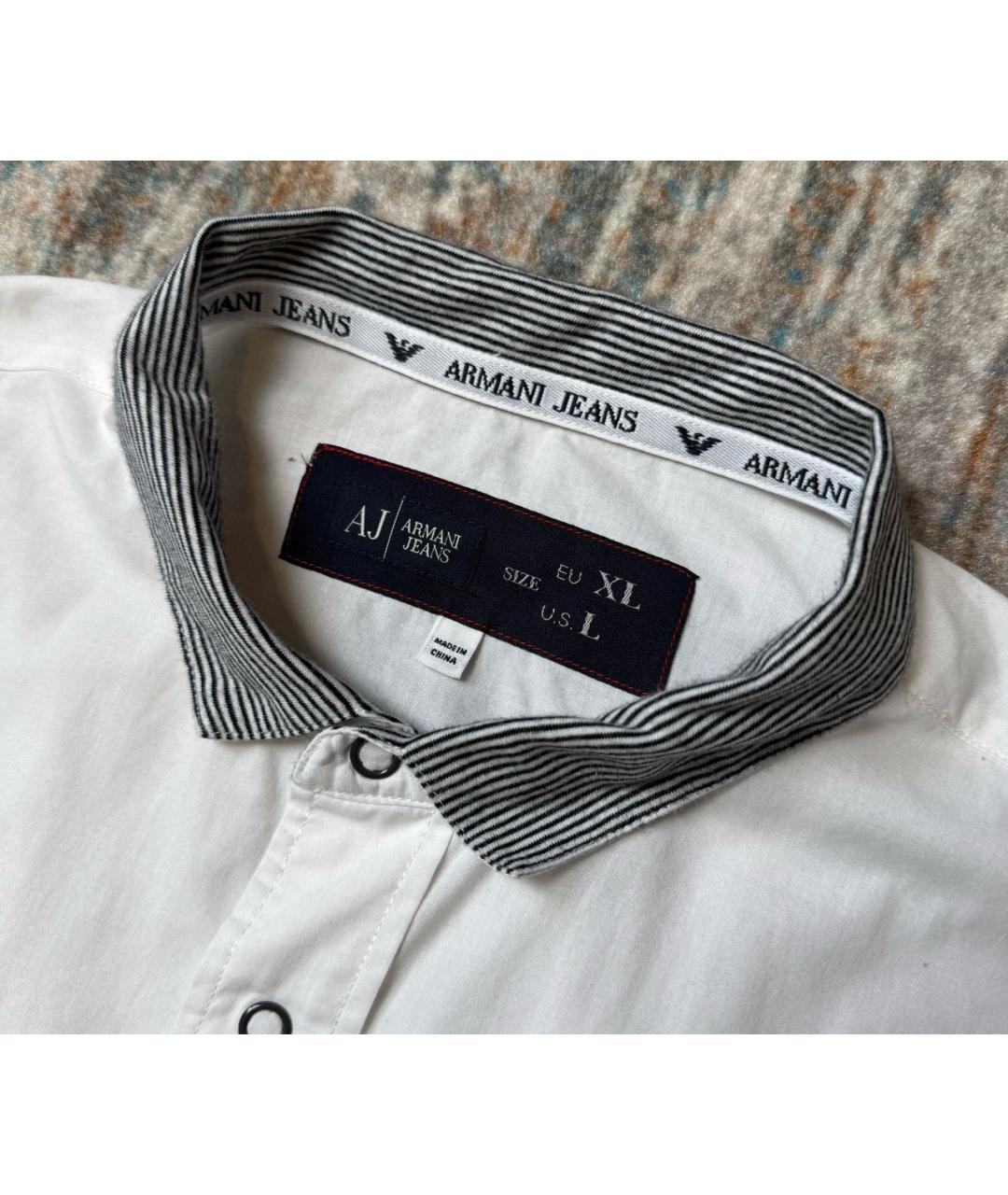 ARMANI JEANS Белая хлопковая кэжуал рубашка, фото 3