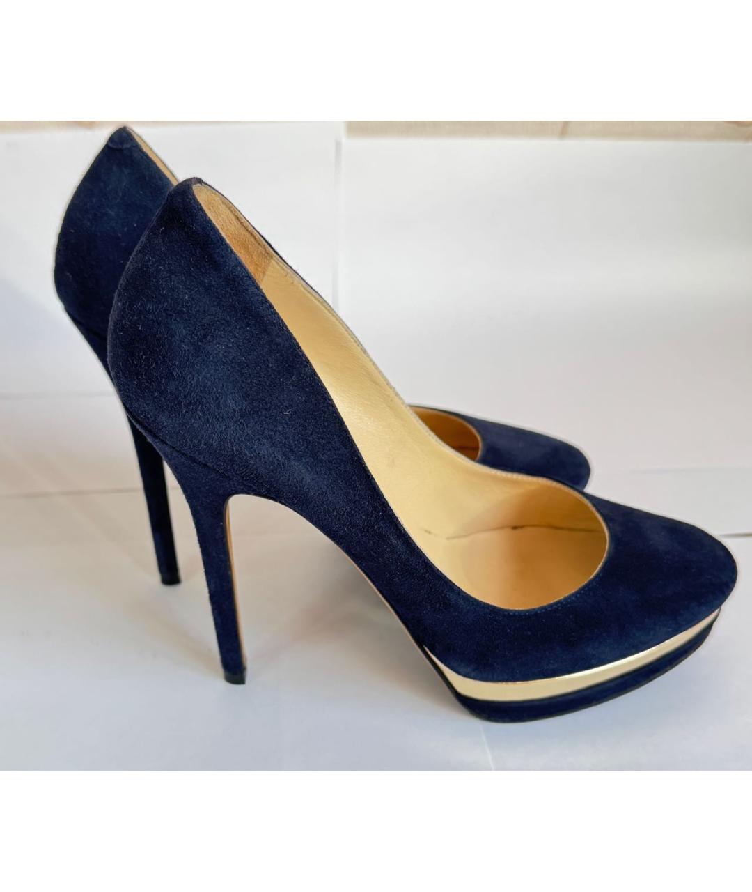 JIMMY CHOO Темно-синие замшевые туфли, фото 9