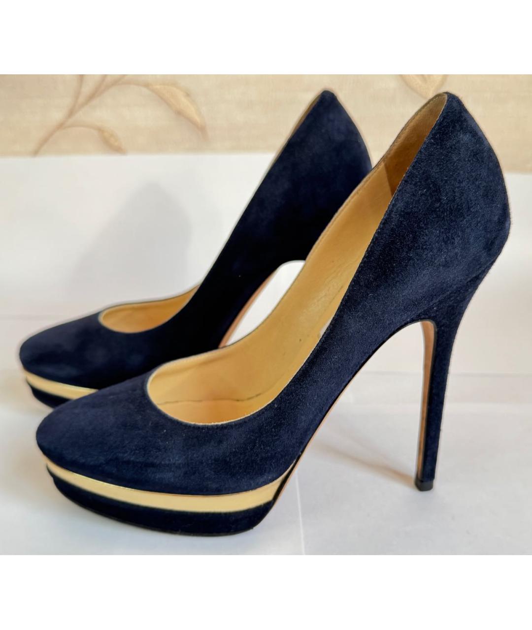 JIMMY CHOO Темно-синие замшевые туфли, фото 5